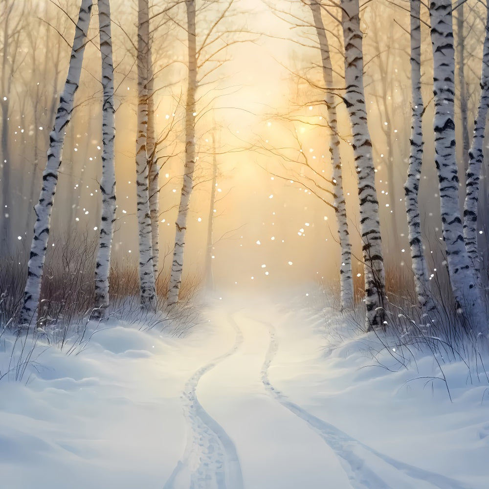 Winter Wonderland Backdrop Golden Birch Winter Trail Winter Backdrop LXX510-77