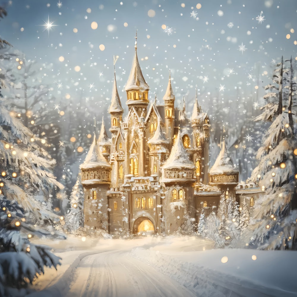 Winter Wonderland Backdrop Cozy Castle Snow Glow Winter Backdrops LXX510-78