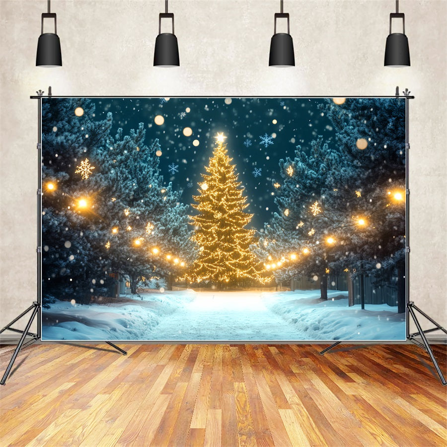 Winter Wonderland Backdrop Christmas Tree Light Pathway Winter Backdrops LXX510-81