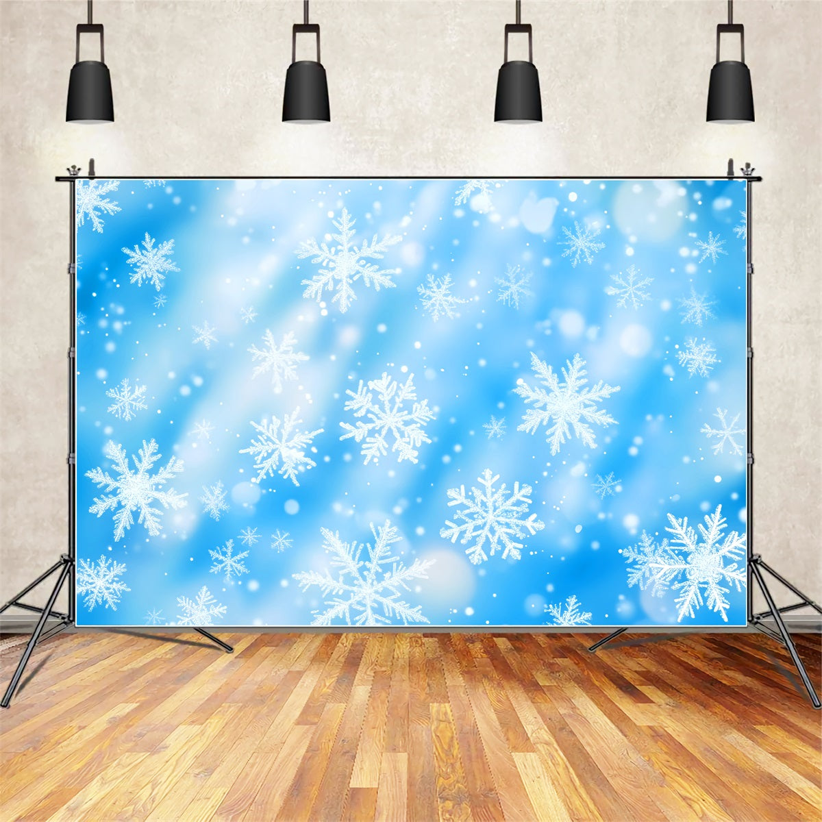 Snowflake Backdrop Blue Crystal Snowflakes Dance Winter Photography Backdrops LXX510-91