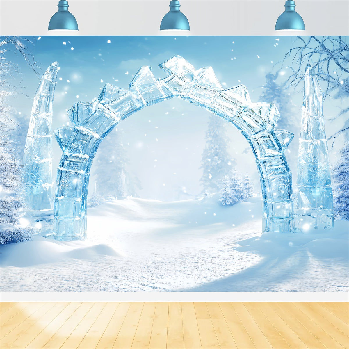 Wonderland Backdrop Crystal Ice Arch Path Winter Photo Backdrops LXX510-95