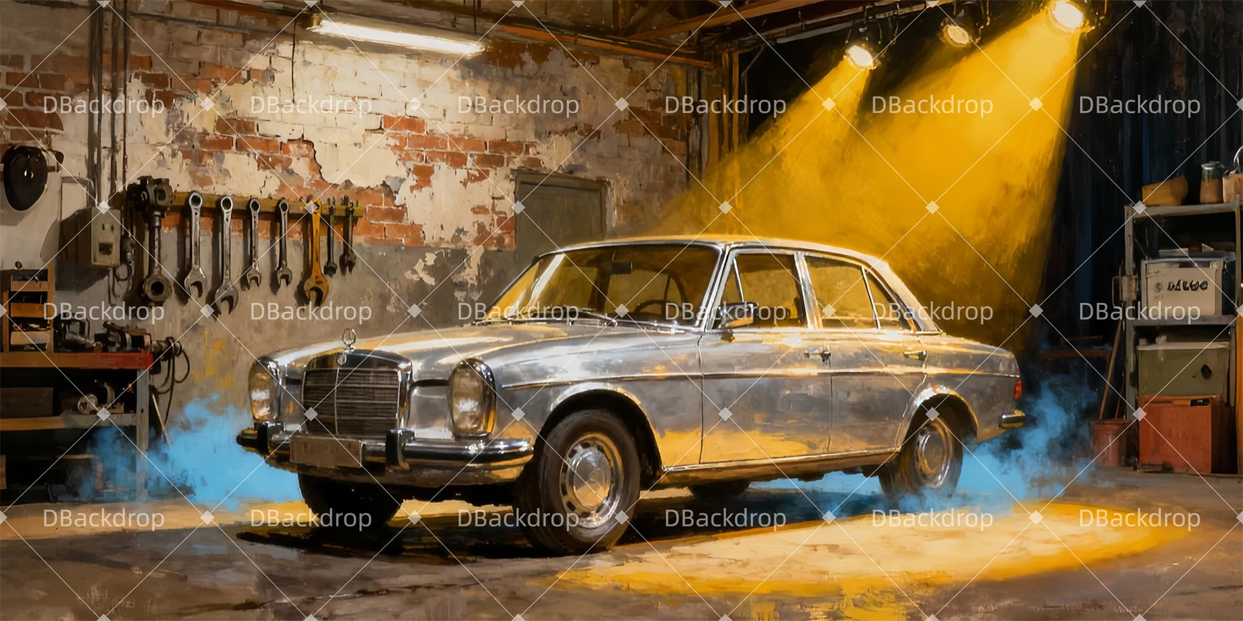 Musical Backdrops Classic Car Garage Theater Stage Backdrop LXX510-T21