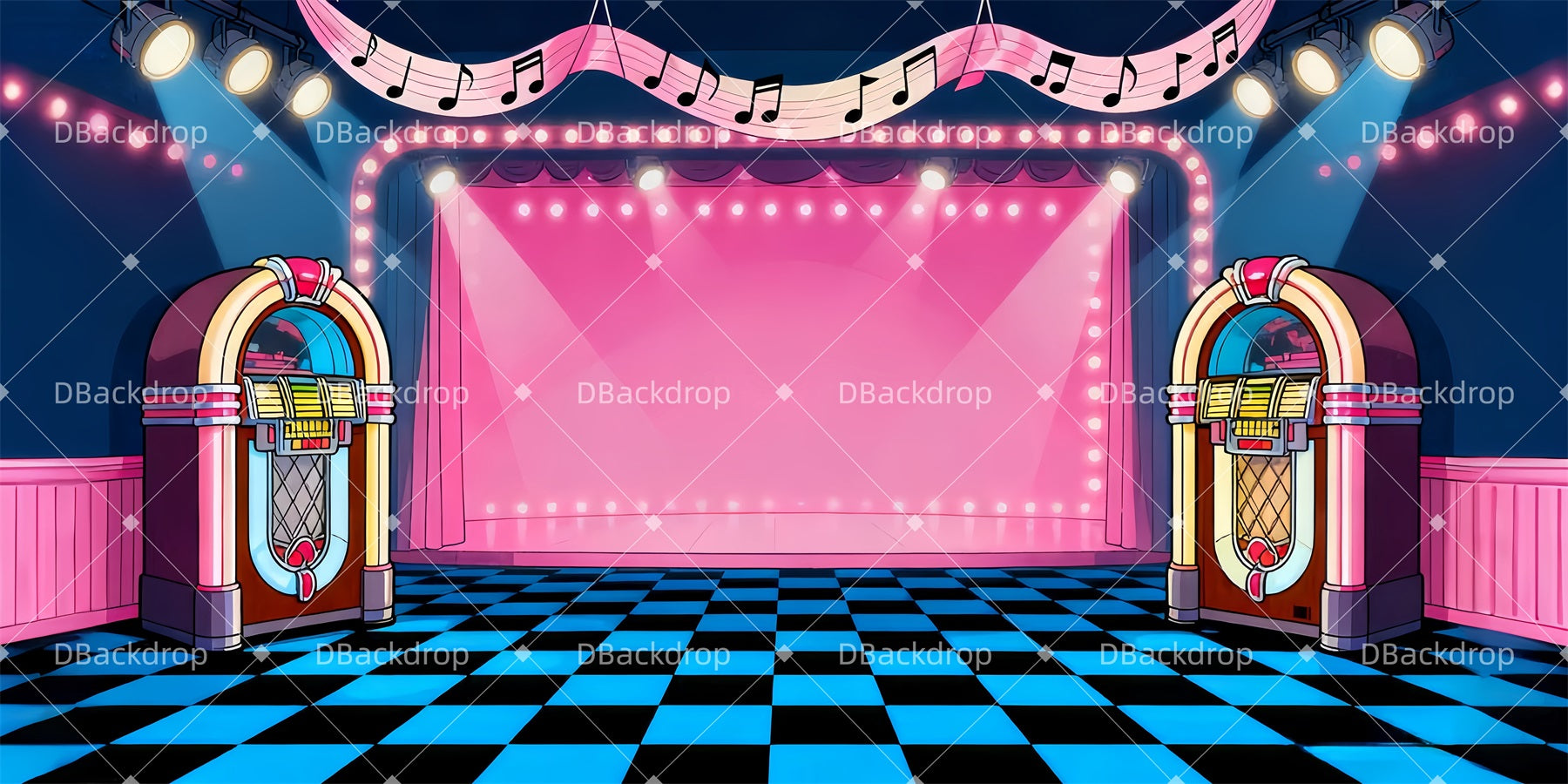 School Dance Backdrops 60s Dance Floor Theater Stage Backdrop LXX510-T33