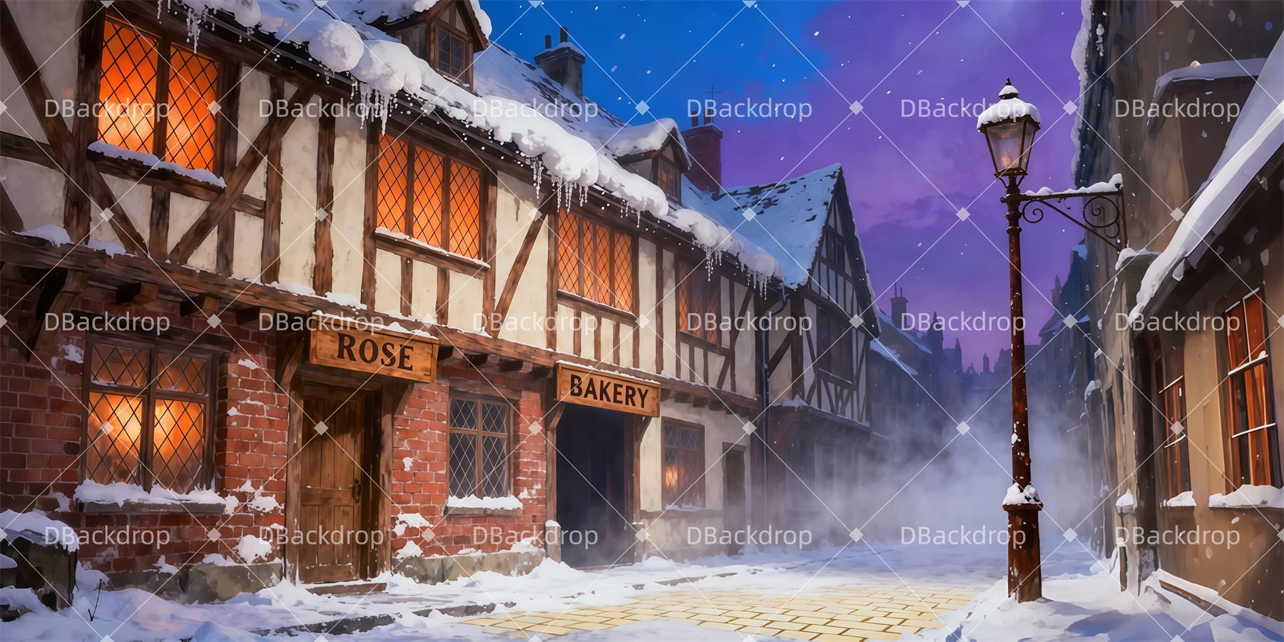 Theater Stage Backdrop Winter Bakery Street School Play Backdrops LXX511-T113