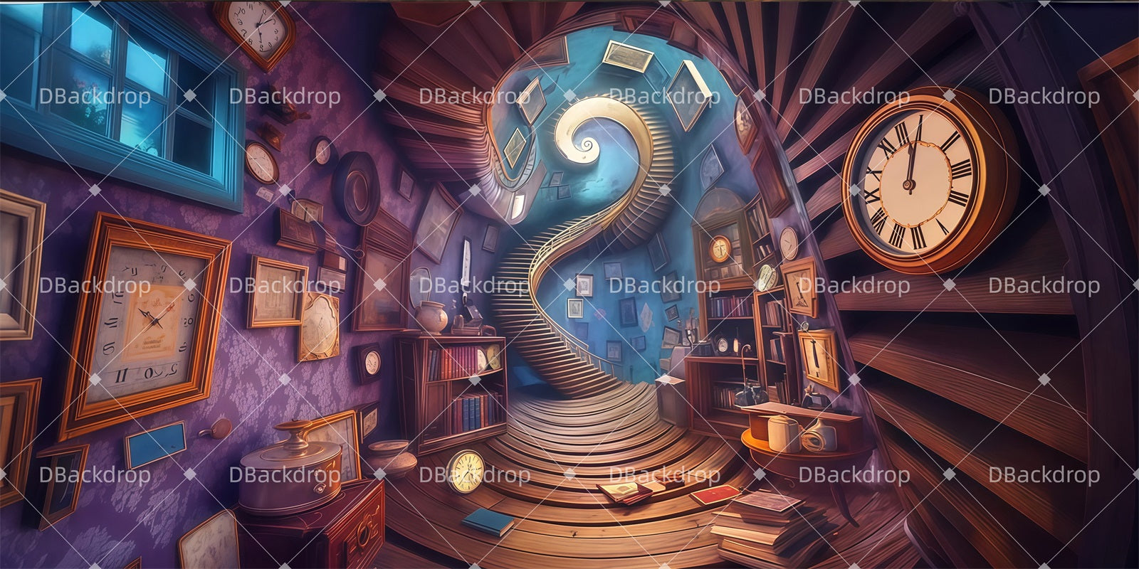 Theater Backdrop Twisted Clock Room Stage Backdrops For Sale LXX511-T122