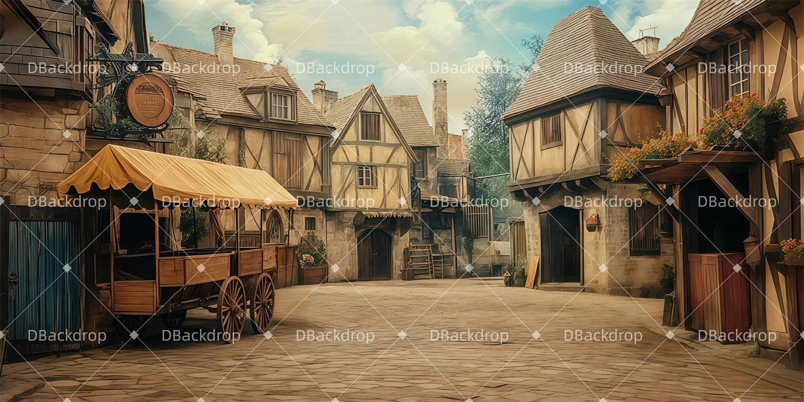 Movie Theater Backdrop Village Market Theater Stage Backdrop LXX511-T132