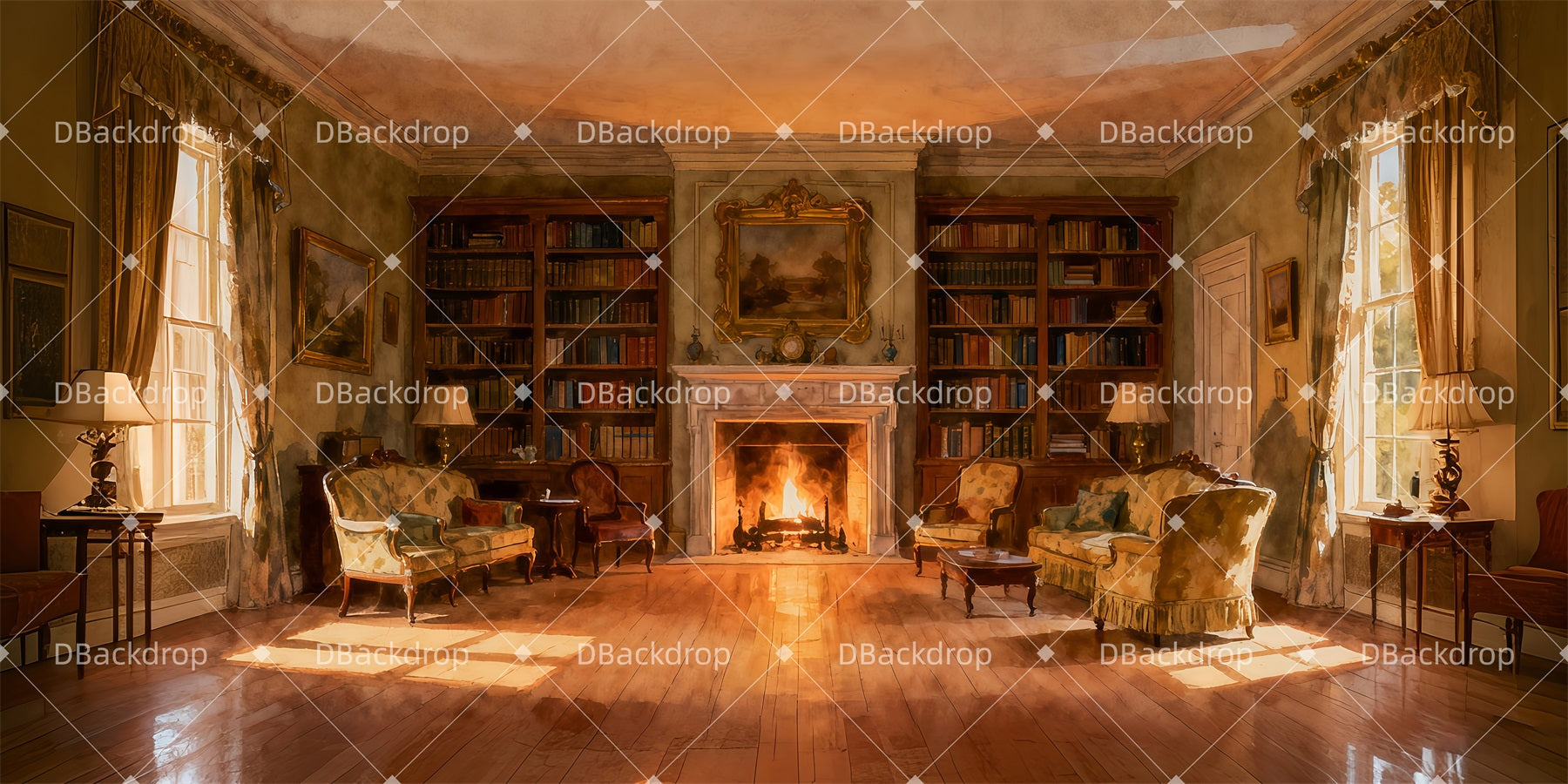 Performance Backdrops Classic Manor Lounge School Play Backdrop LXX511-T51