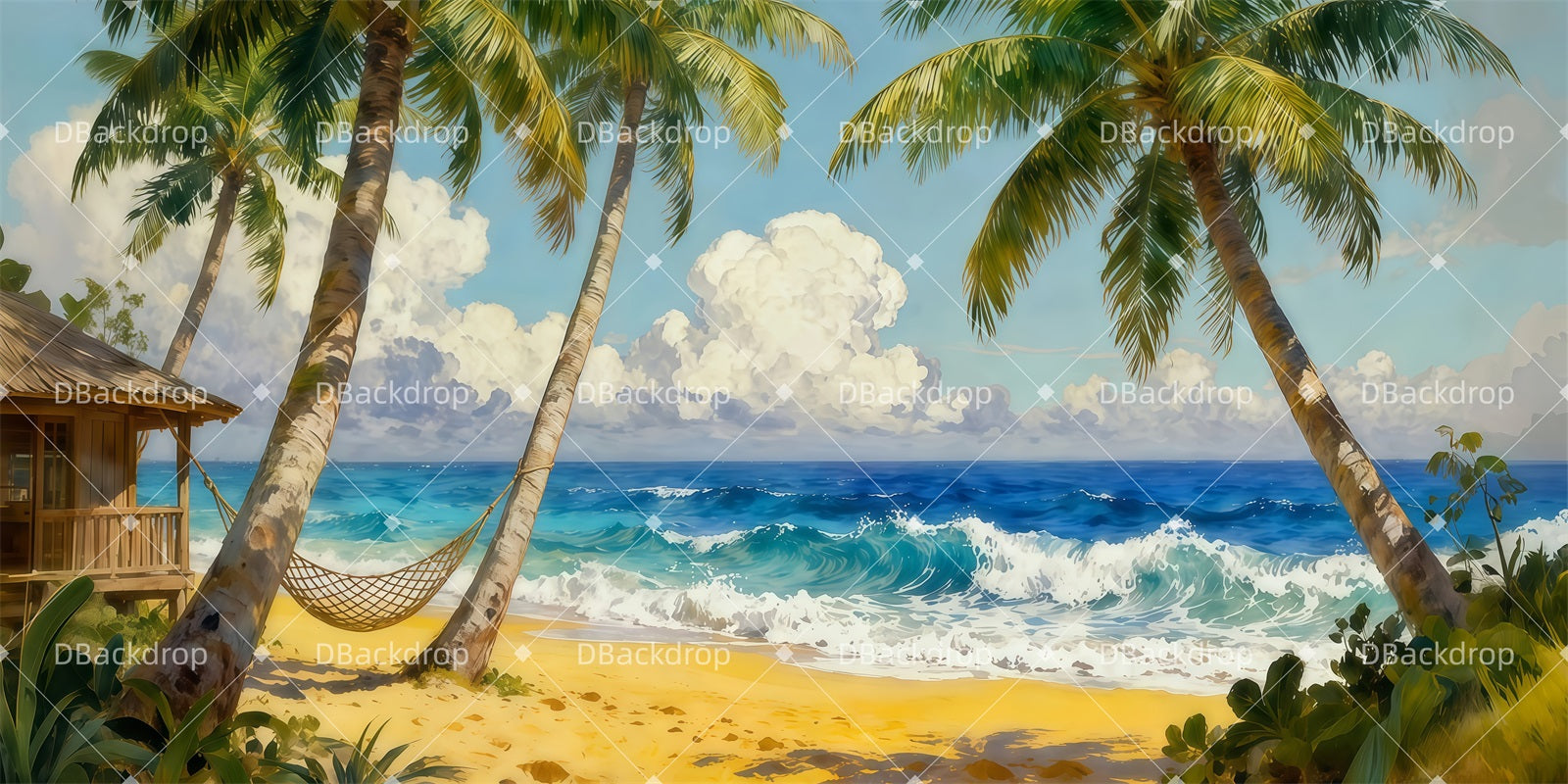 Stage Scenery Backdrops Oceanfront Hammock Backdrop For Theater Play LXX511-T65