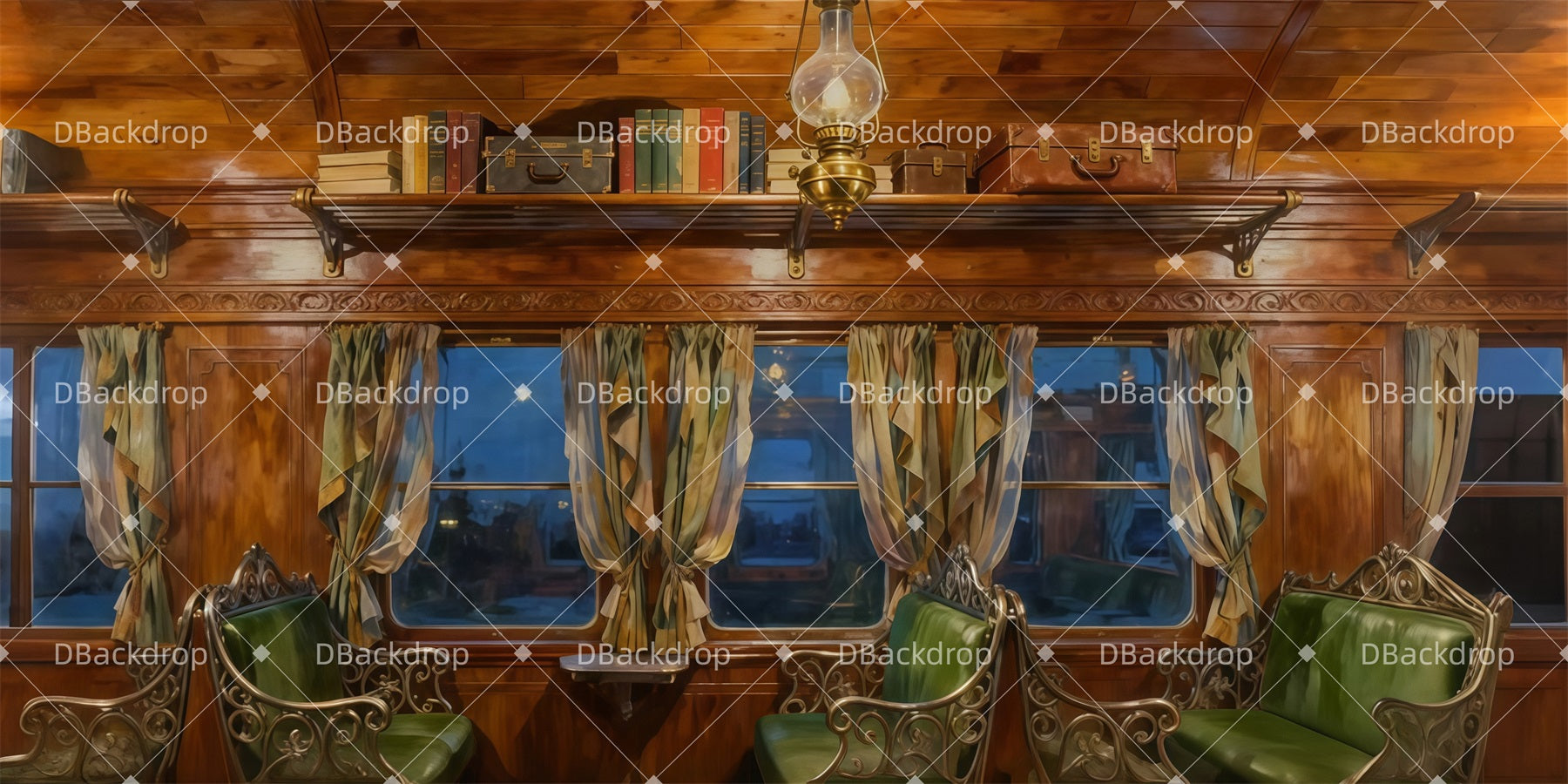 Movie Theater Backdrop Wooden Carriage Interior Stage Backdrop LXX511-T67