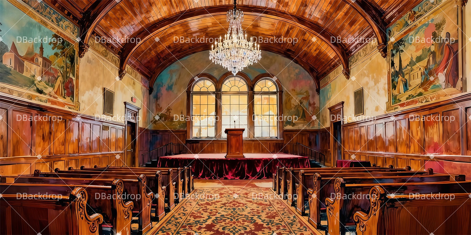 Stage Backdrop Town Meeting Hall Backdrop For Theater Play LXX511-T77