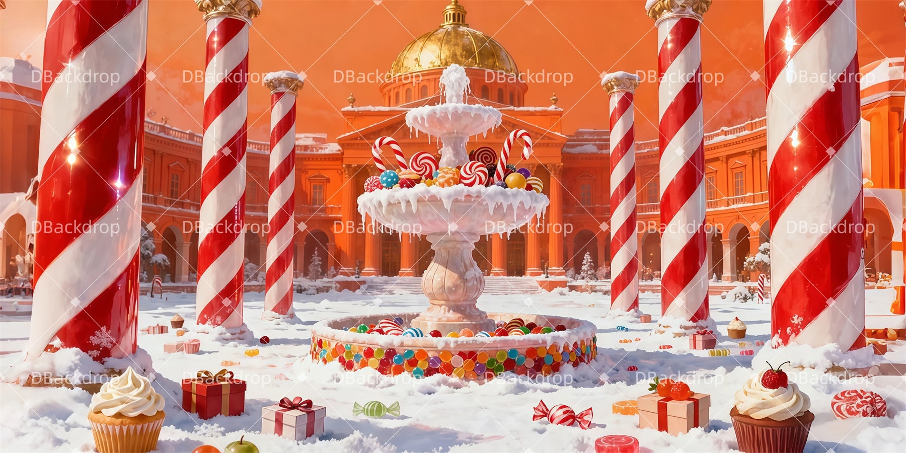 Nutcracker Stage Backdrop Sugar Fountain Square Theater Backdrops LXX511-T86
