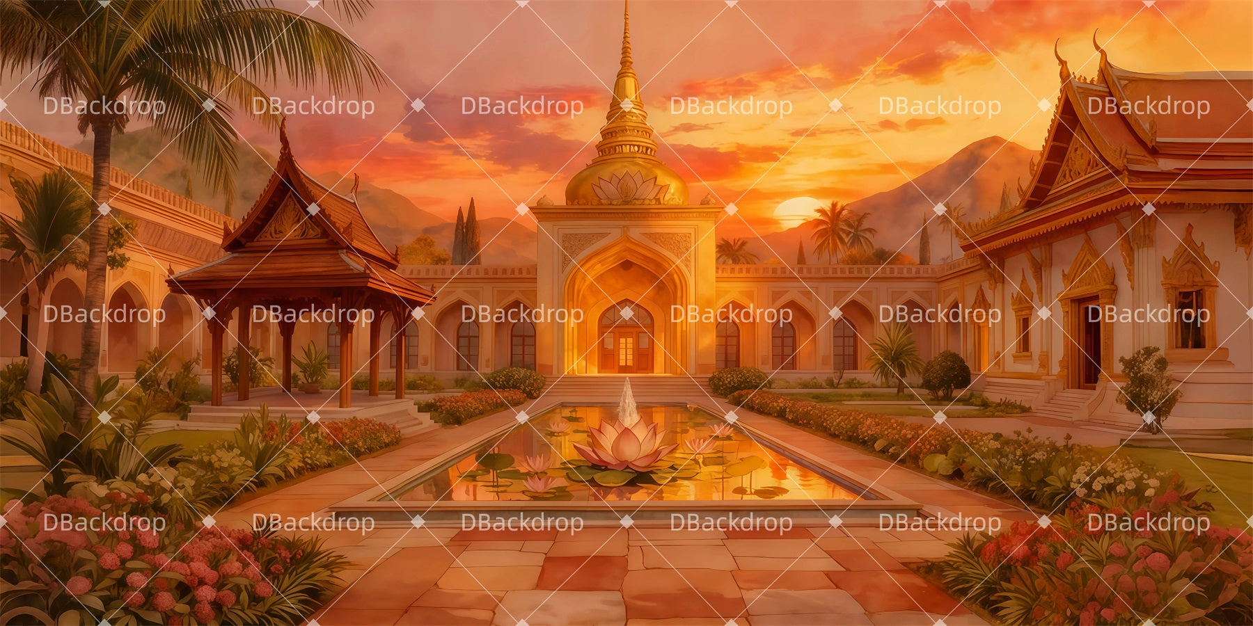Movie Theater Backdrop Royal Garden Serenity Stage Backdrops For Sale LXX511-T95