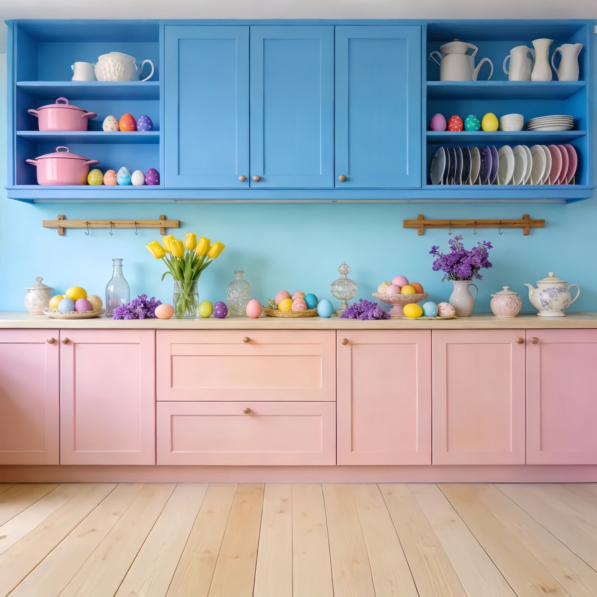 Easter Backdrop Pastel Kitchen Egg Display Rustic Easter Backdrop LXX512-103