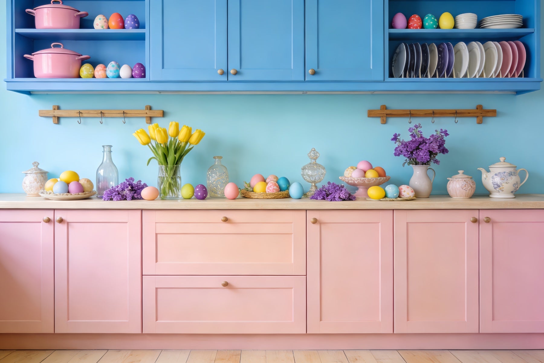 Easter Backdrop Pastel Kitchen Egg Display Rustic Easter Backdrop LXX512-103