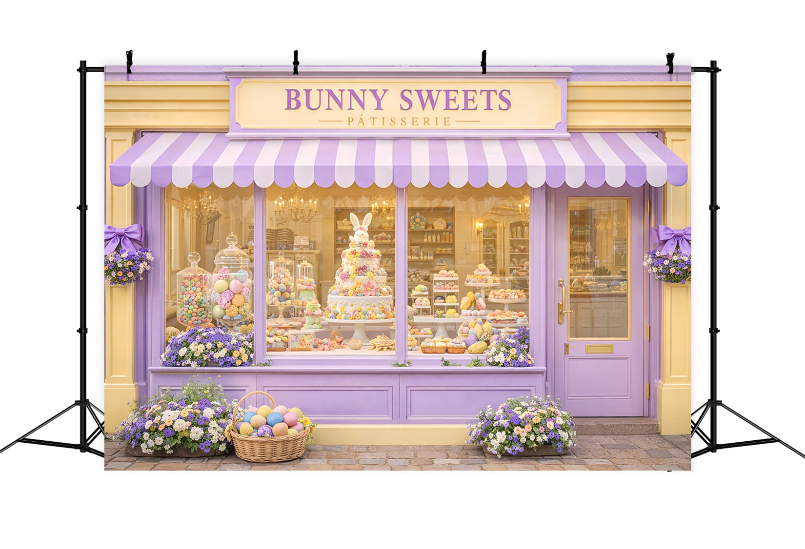 Happy Easter Backdrop Bunny Sweets Candy Shop Easter Egg Backdrop LXX512-108