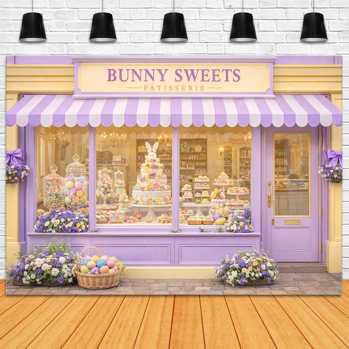 Happy Easter Backdrop Bunny Sweets Candy Shop Easter Egg Backdrop LXX512-108