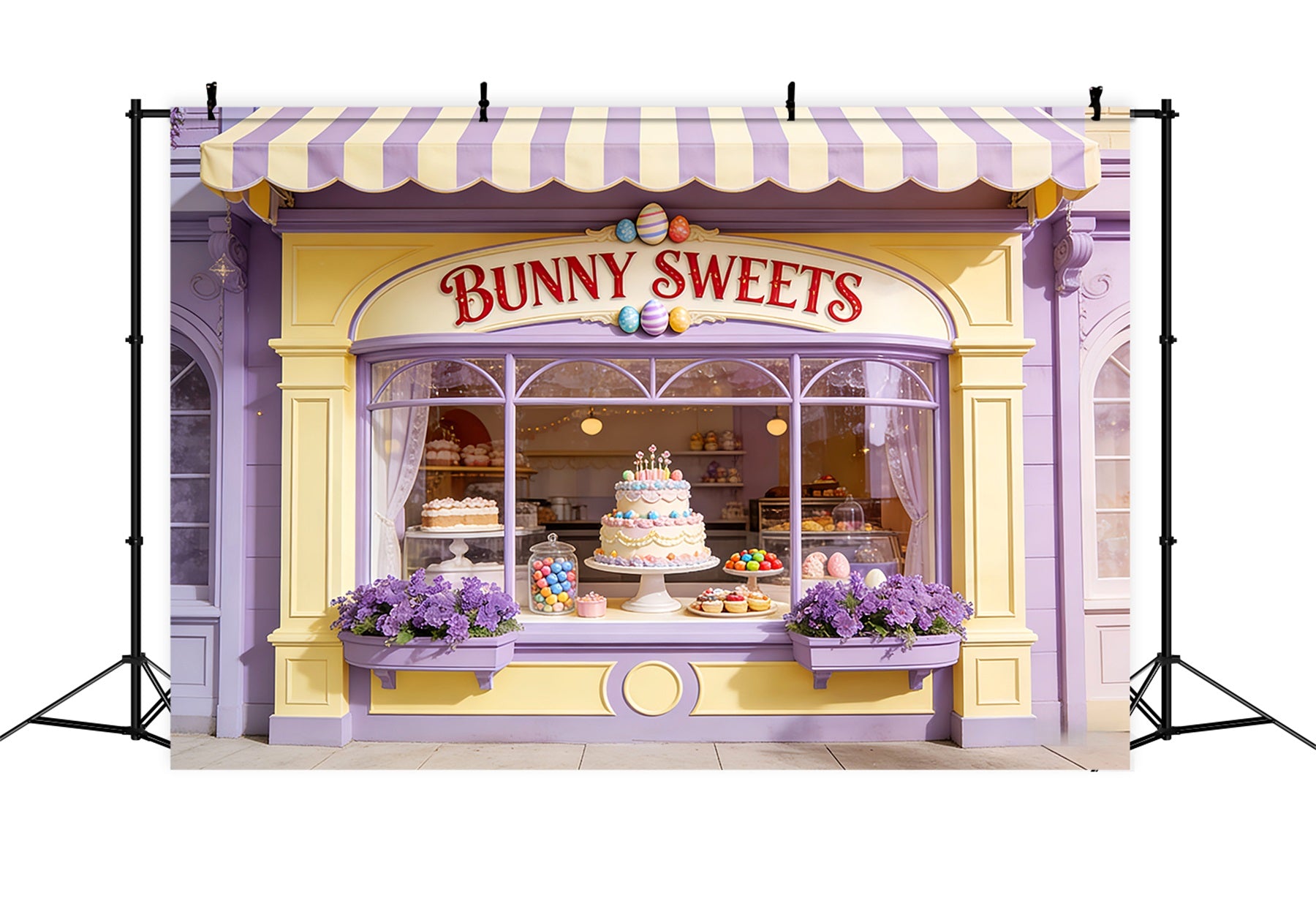 Easter Egg Backdrop Bunny Sweets Cake Window Happy Easter Backdrop LXX512-109