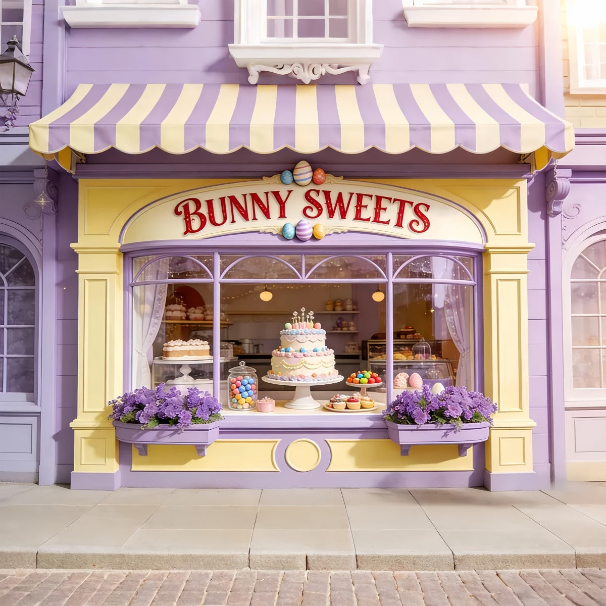 Easter Egg Backdrop Bunny Sweets Cake Window Happy Easter Backdrop LXX512-109