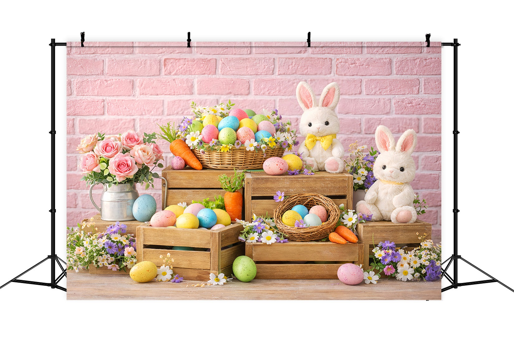 Bunny Backdrop Carrot Bundle Wooden Crate Easter Egg Backdrop LXX512-110