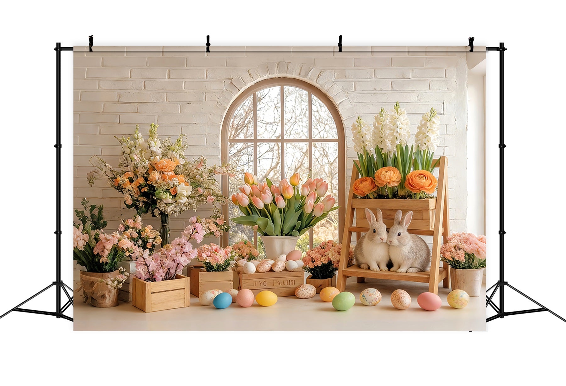Tulip Backdrop Sunlit Spring Bunny Flower Studio Peter Rabbit Backdrop LXX512-113