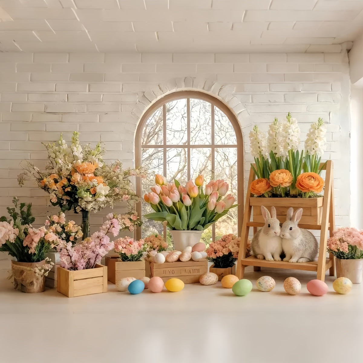 Tulip Backdrop Sunlit Spring Bunny Flower Studio Peter Rabbit Backdrop LXX512-113