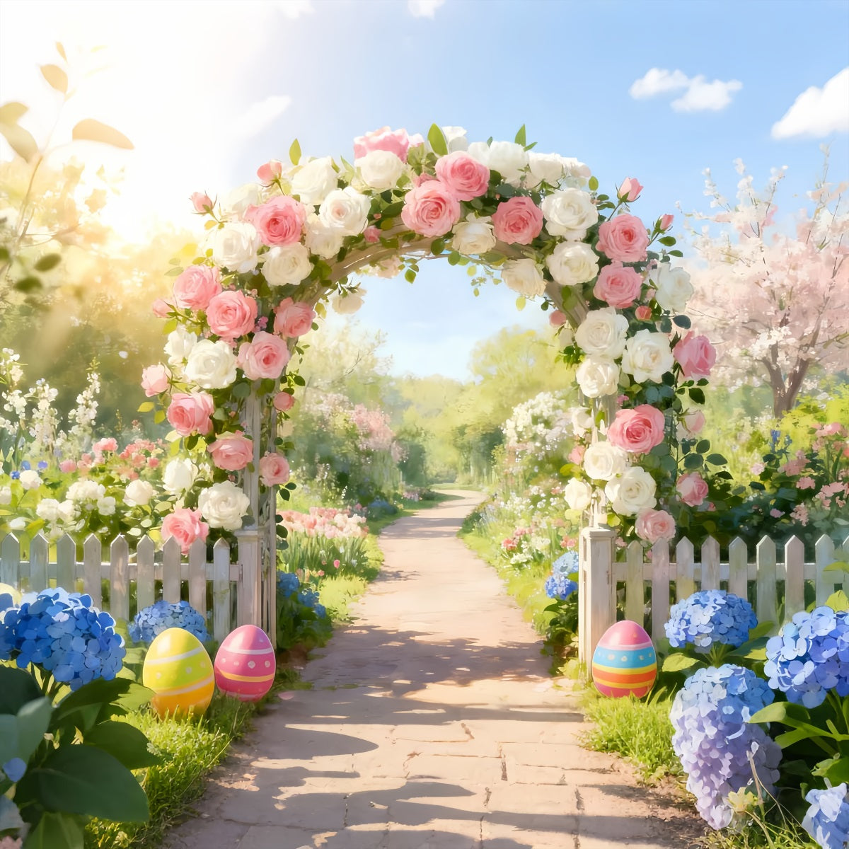 Easter Backdrop Ideas Rose Garden Archway Path Easter Flower Backdrop LXX512-116
