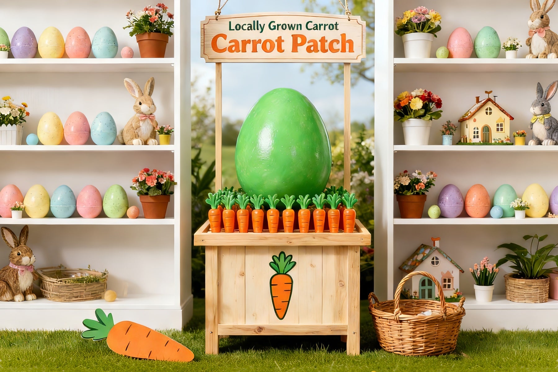 Peter Rabbit Backdrop Carrot Patch Bunny Display Easter Backdrop LXX512-121