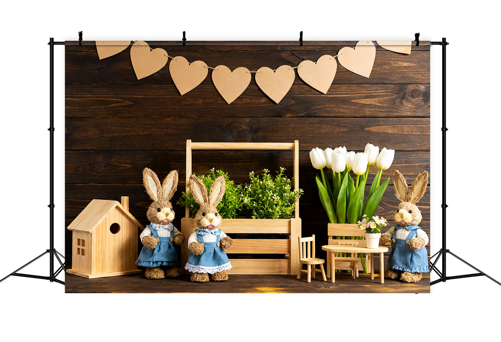 Rustic Easter Backdrop Rustic Bunny Wood Display Peter Rabbit Backdrop LXX512-123