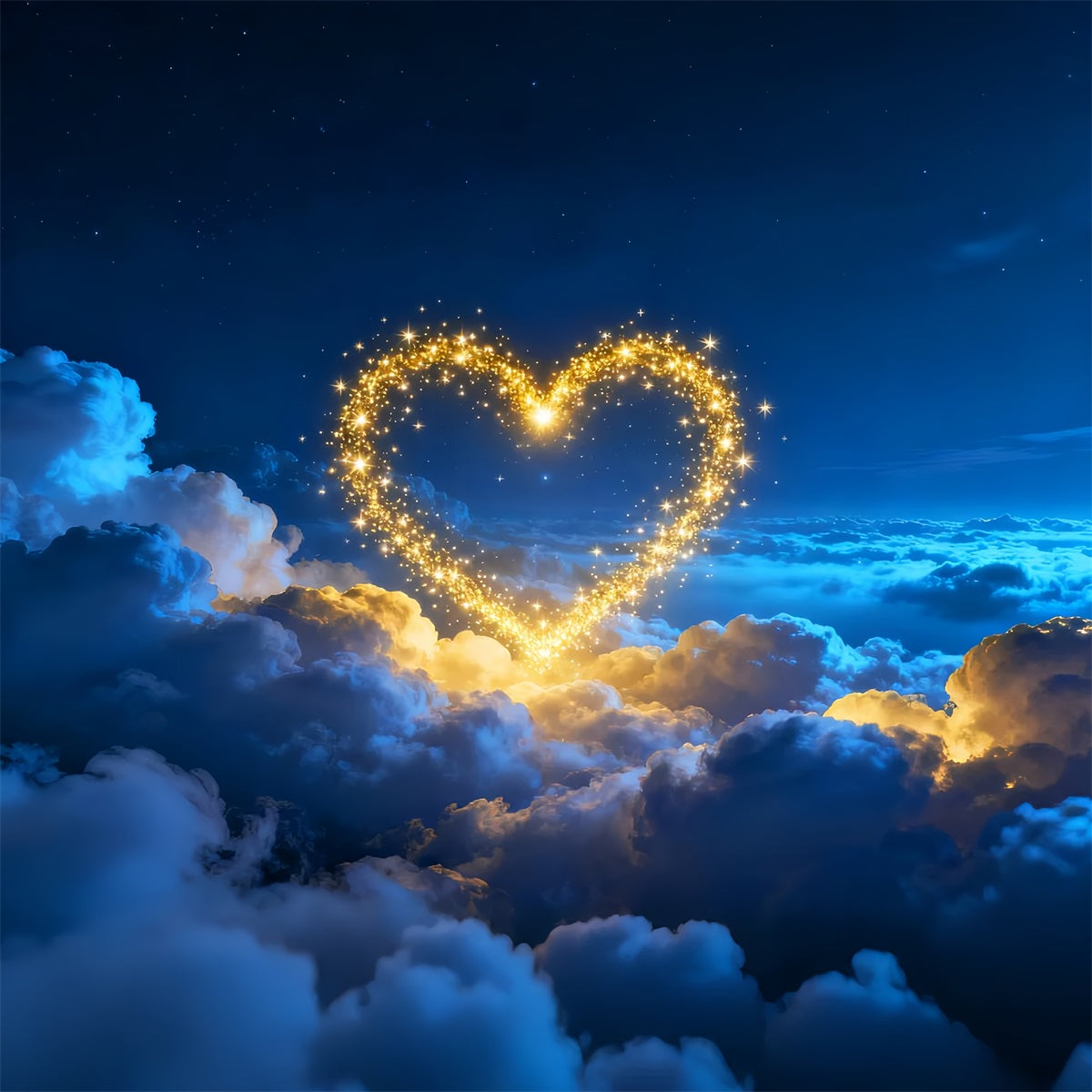 Glitter Valentine Backdrop Golden Sparkle Heart Clouds Love Backdrops LXX512-148