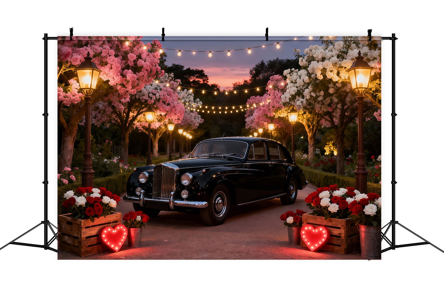 Valentine Backdrop Blossom Vintage Truck Romance Red Roses Backdrop LXX512-151