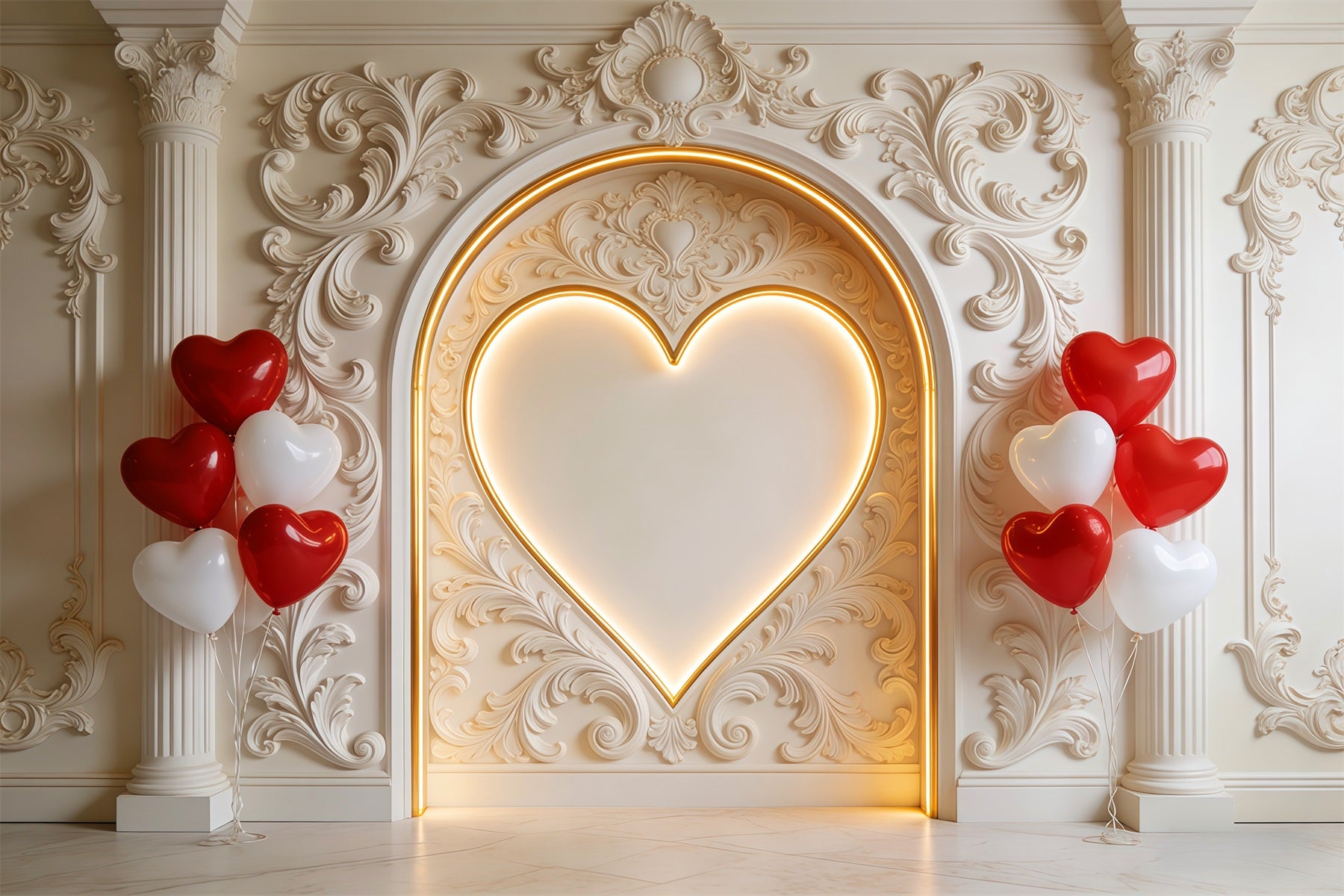 Hearts Backdrop Vintage Wall Heart Balloon Valentine's Day Backdrop LXX512-155