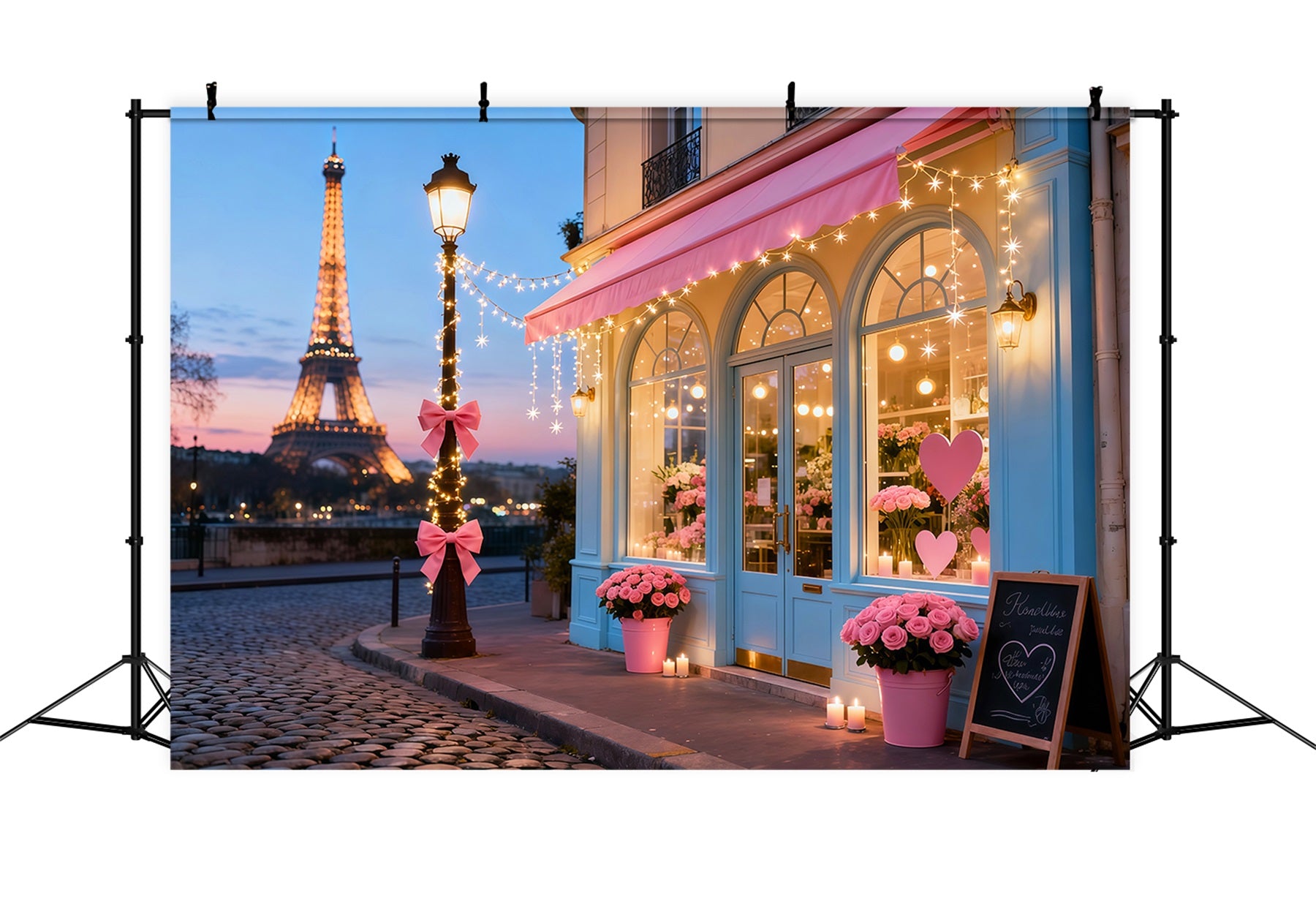 Valentine Photo Backdrop Paris Eiffel Romance Café Romantic Backdrops LXX512-158
