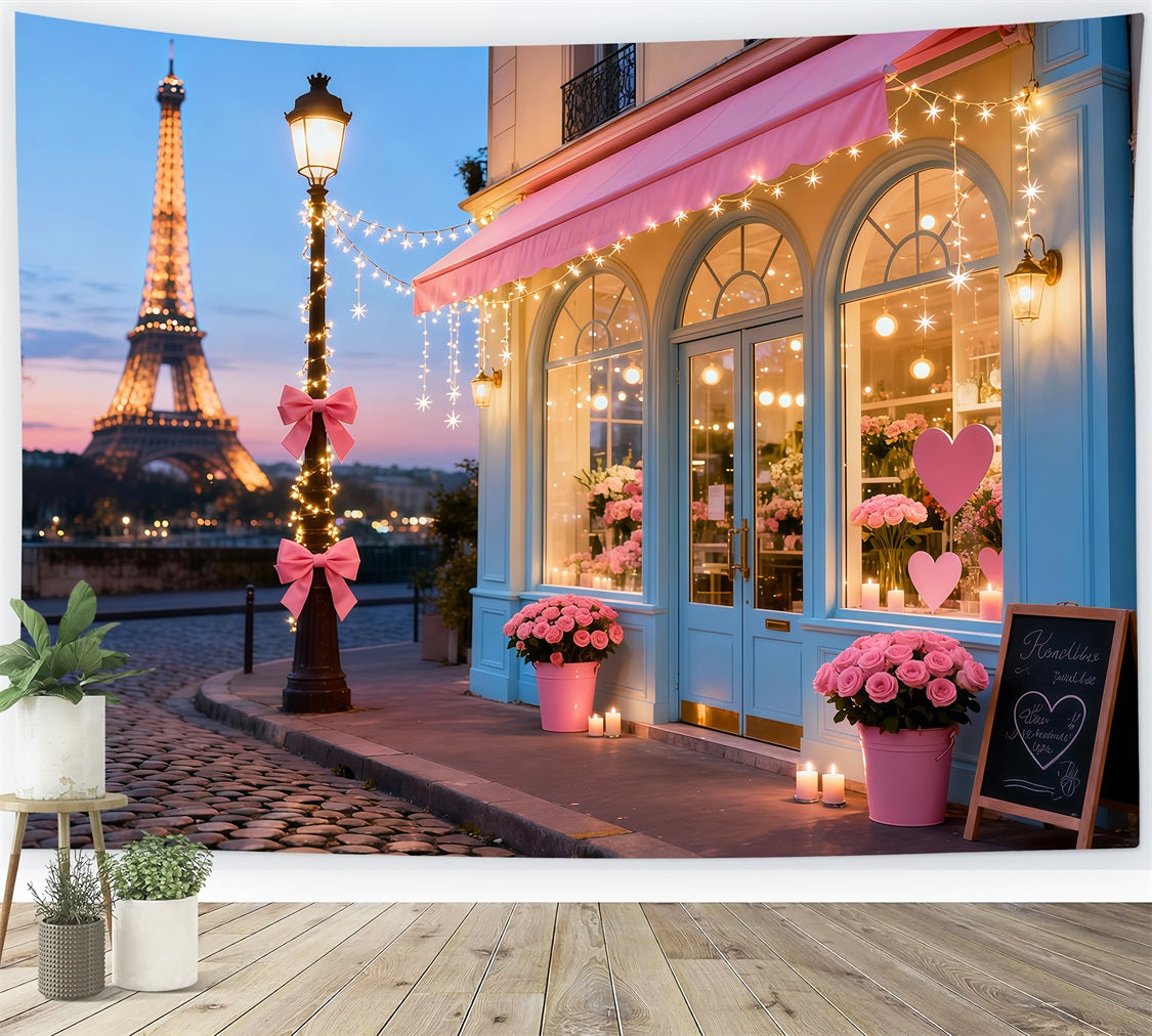 Valentine Photo Backdrop Paris Eiffel Romance Café Romantic Backdrops LXX512-158