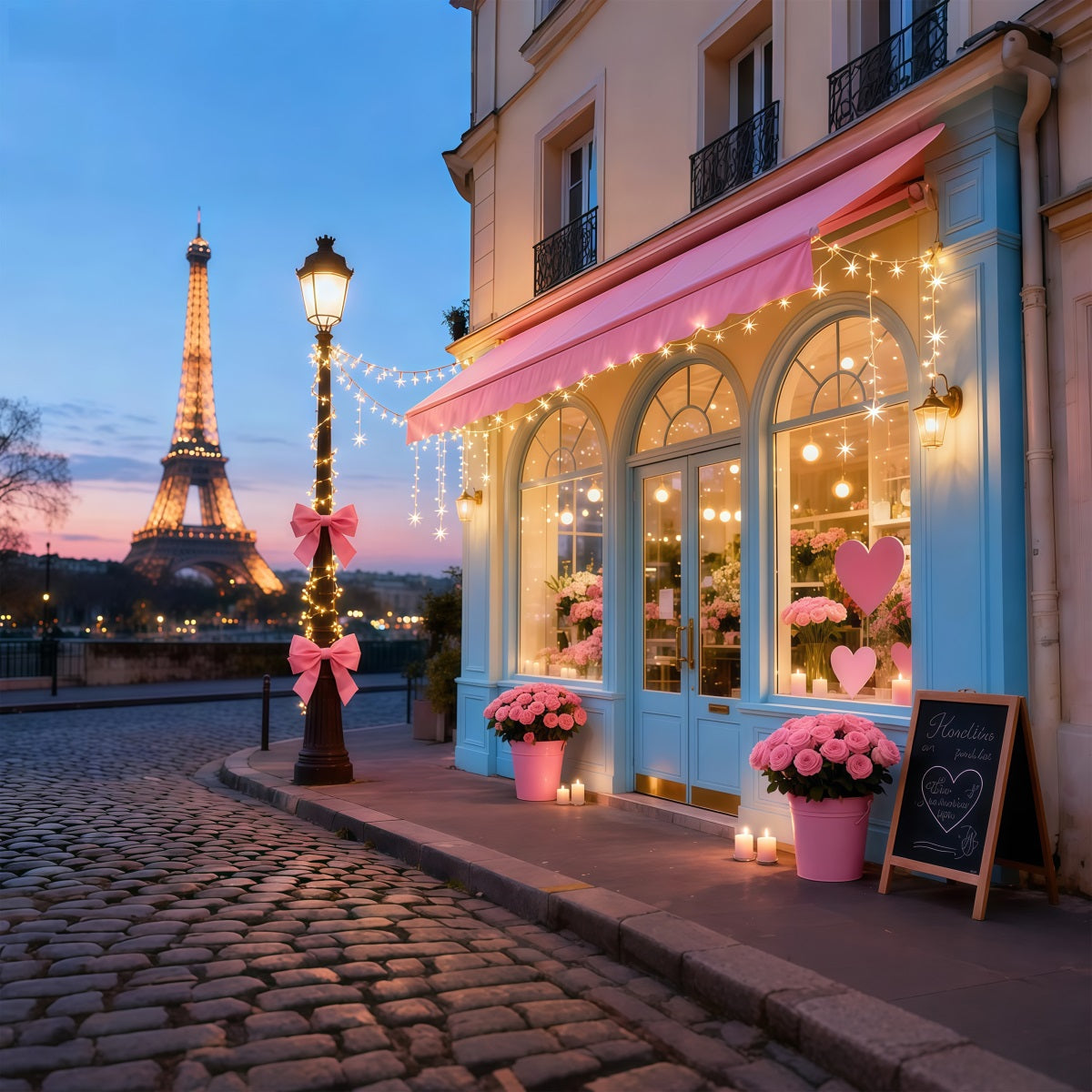 Valentine Photo Backdrop Paris Eiffel Romance Café Romantic Backdrops LXX512-158