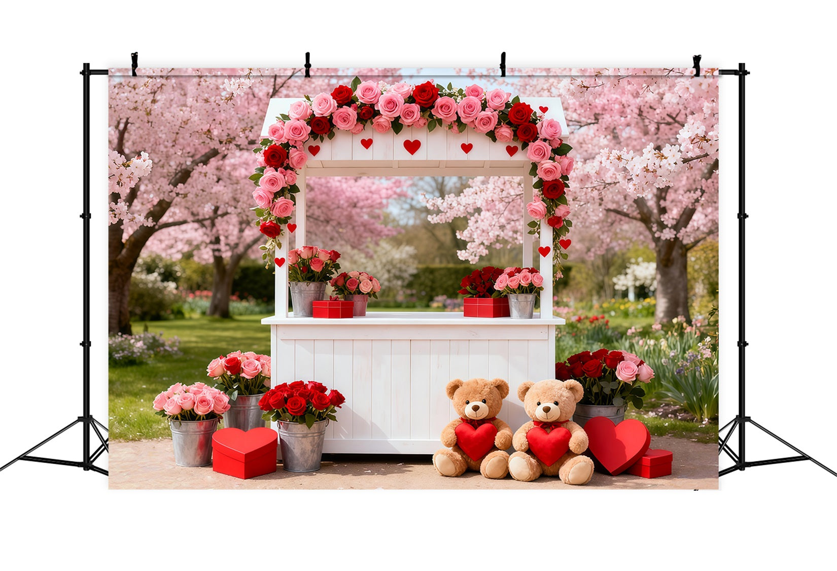 Valentine Backdrop Ideas Cherry Blossom Love Booth Romantic Backdrops LXX512-160