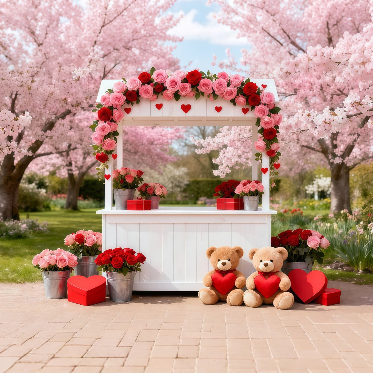 Valentine Backdrop Ideas Cherry Blossom Love Booth Romantic Backdrops LXX512-160