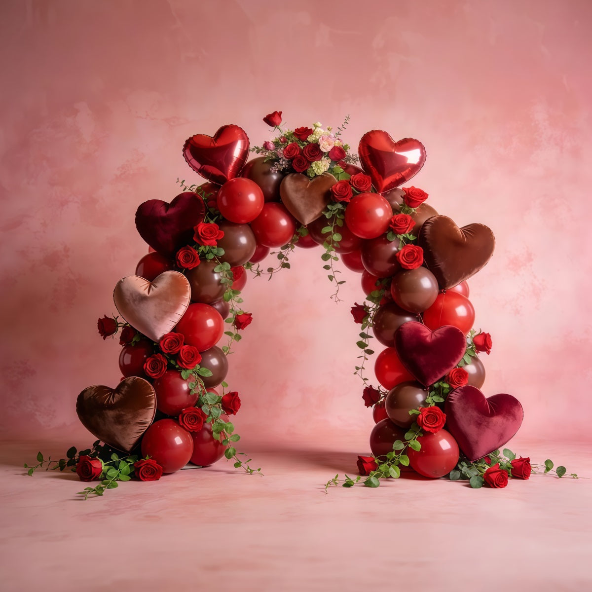 Love Backdrops Rose Heart Balloon Elegance Floral Arch Valentine Backdrop LXX512-162