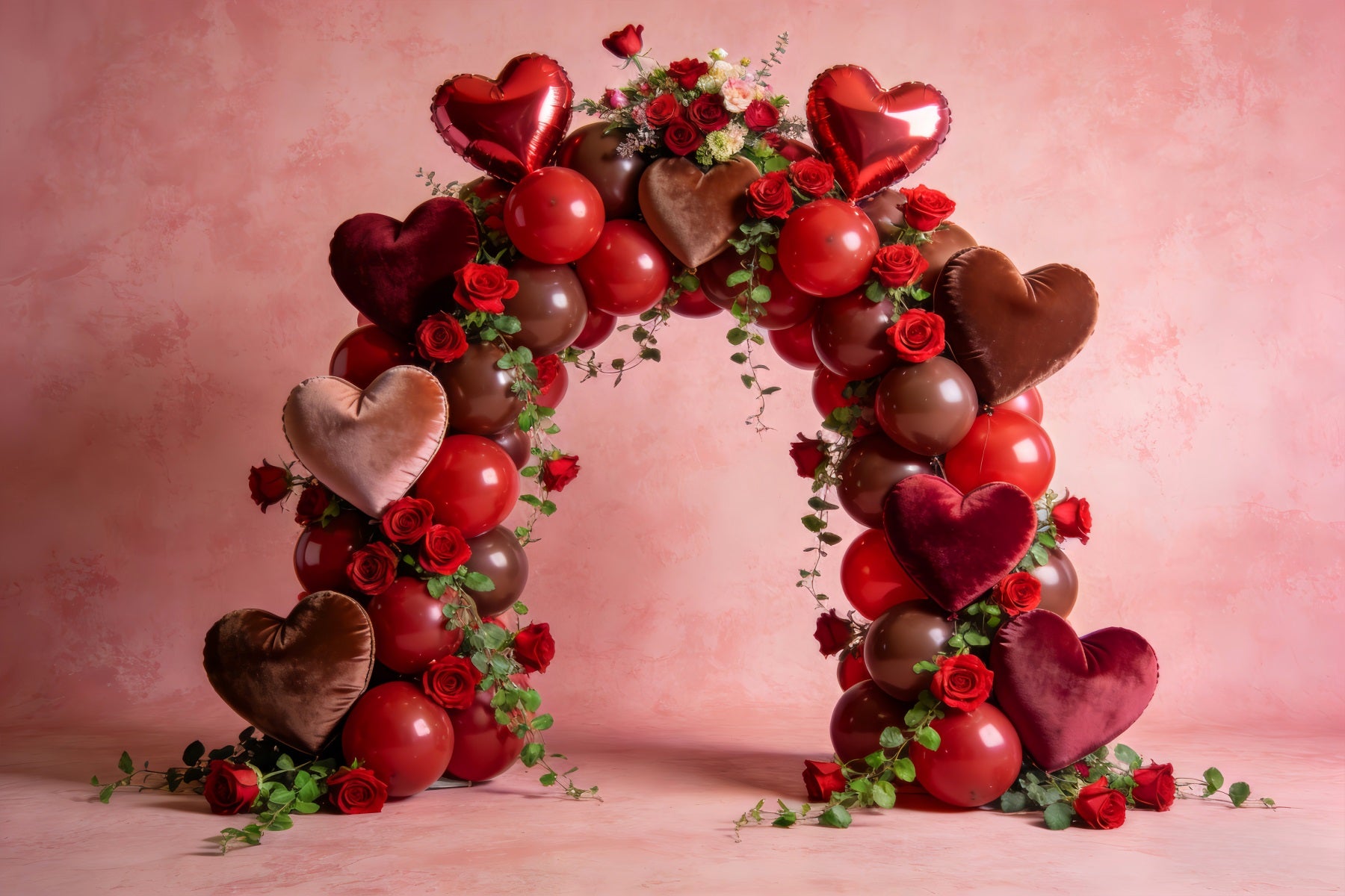 Love Backdrops Rose Heart Balloon Elegance Floral Arch Valentine Backdrop LXX512-162