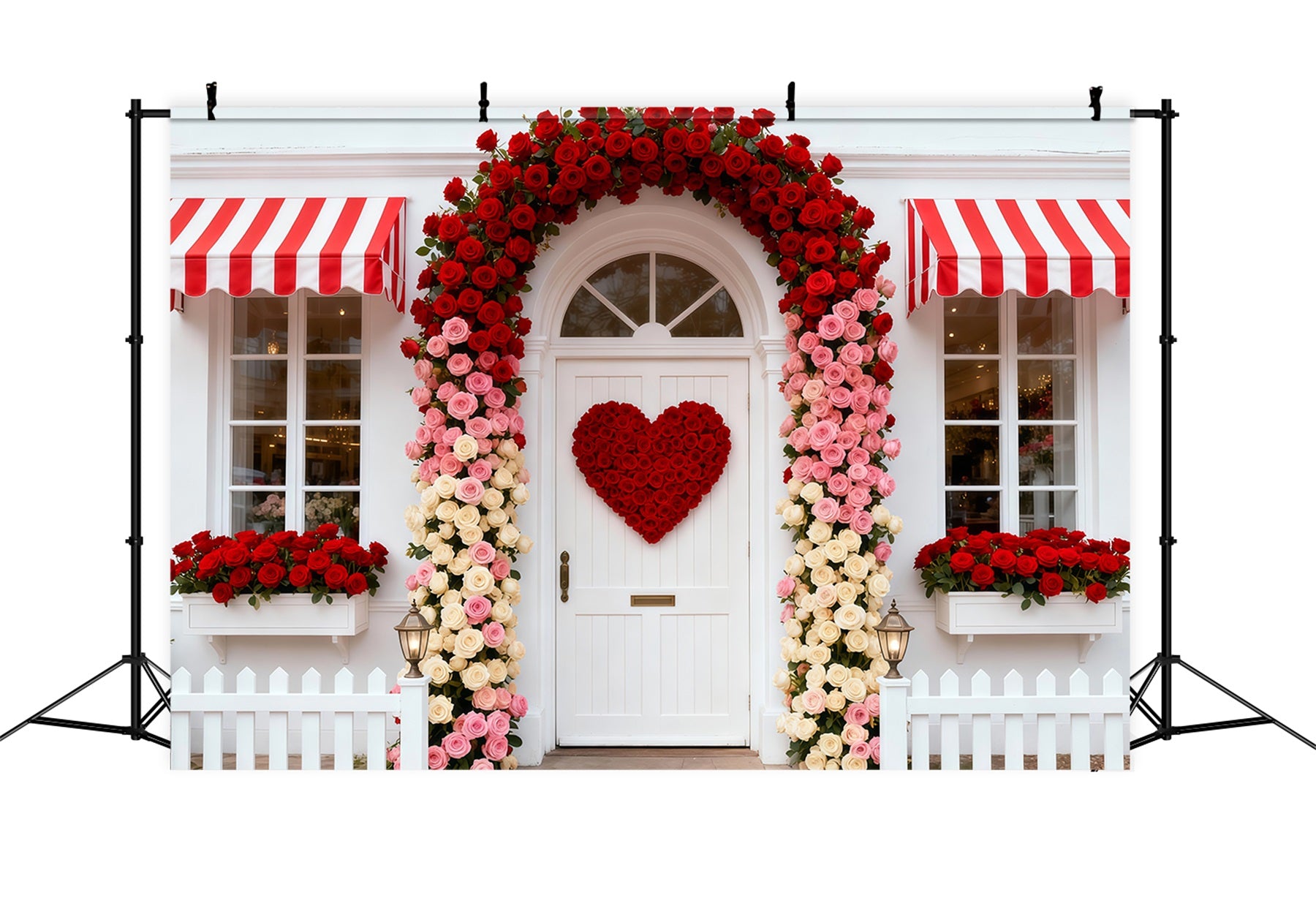 Valentine Backdrop Ideas Rose Cottage Entrance Floral Arch Valentine Backdrop LXX512-164