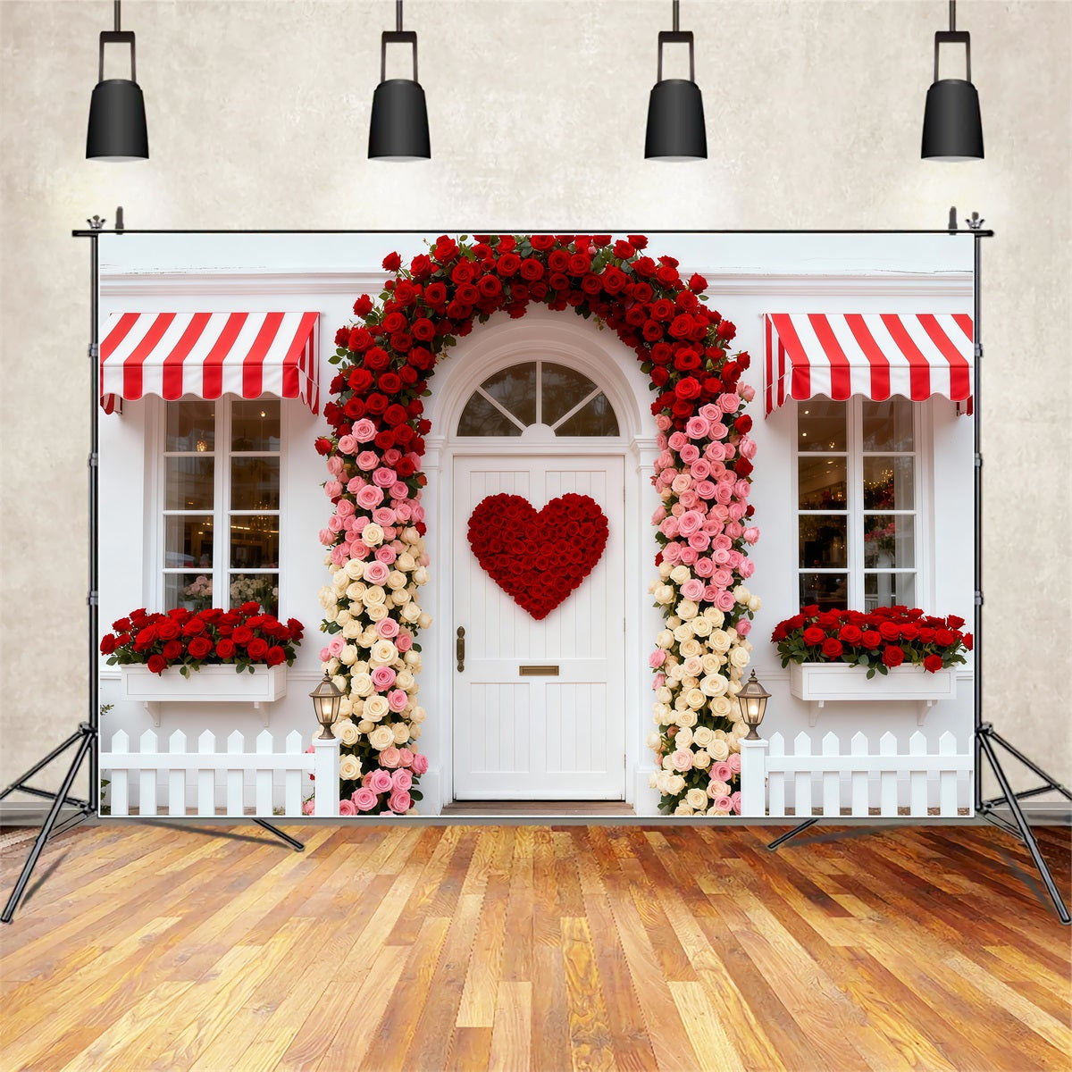 Valentine Backdrop Ideas Rose Cottage Entrance Floral Arch Valentine Backdrop LXX512-164
