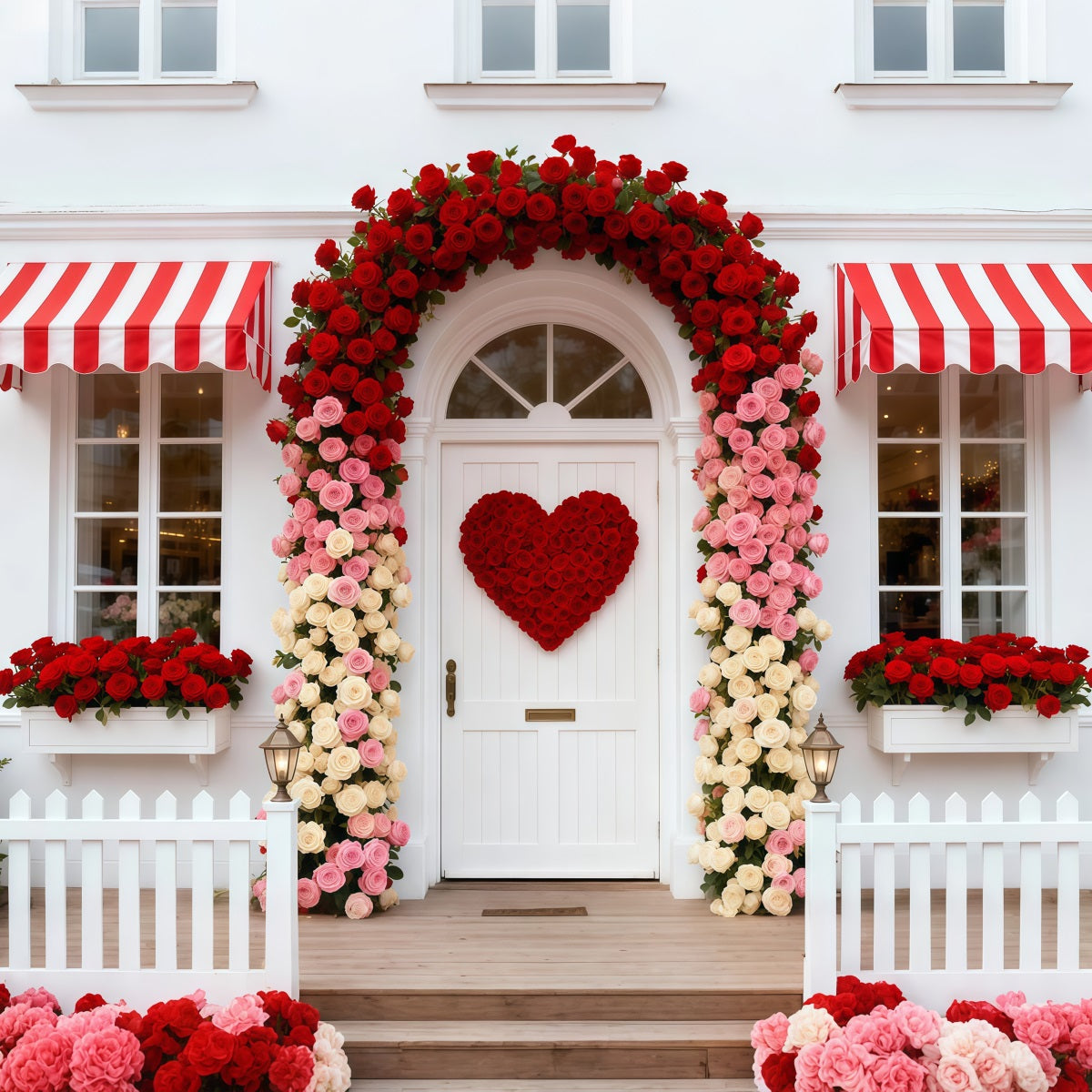 Valentine Backdrop Ideas Rose Cottage Entrance Floral Arch Valentine Backdrop LXX512-164