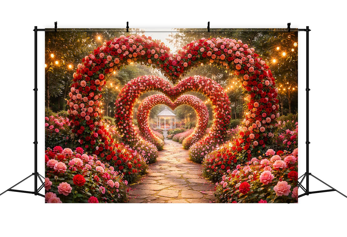 Valentine's Day Backdrop Enchanted Flower Heart Tunnel Valentine Backdrops LXX512-168