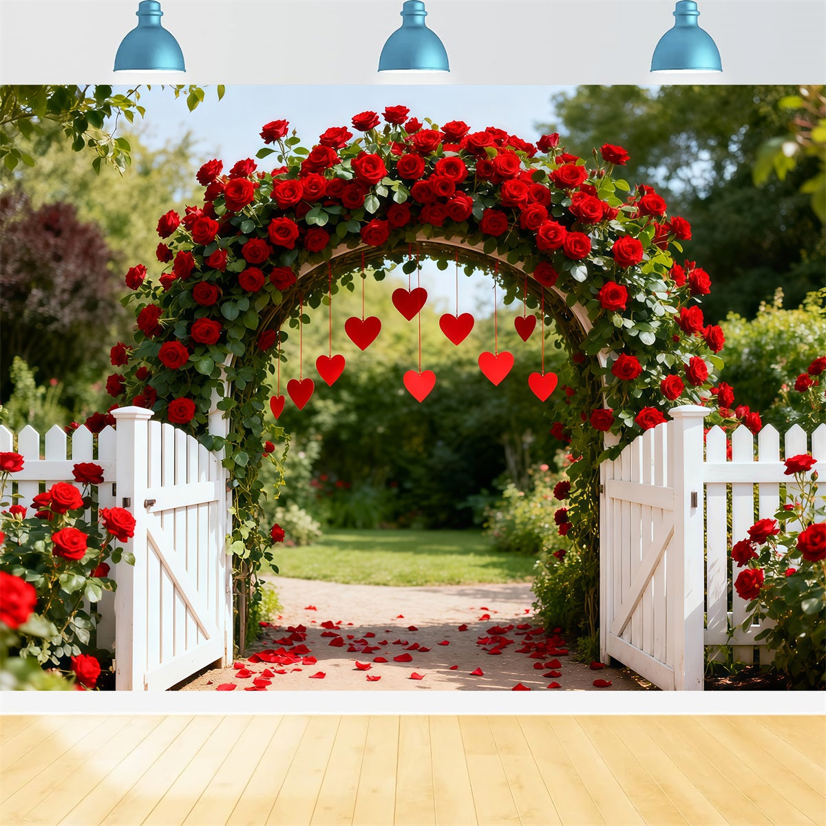 Floral Arch Valentine Backdrop Garden Rose Heart Archway Love Backdrops LXX512-169