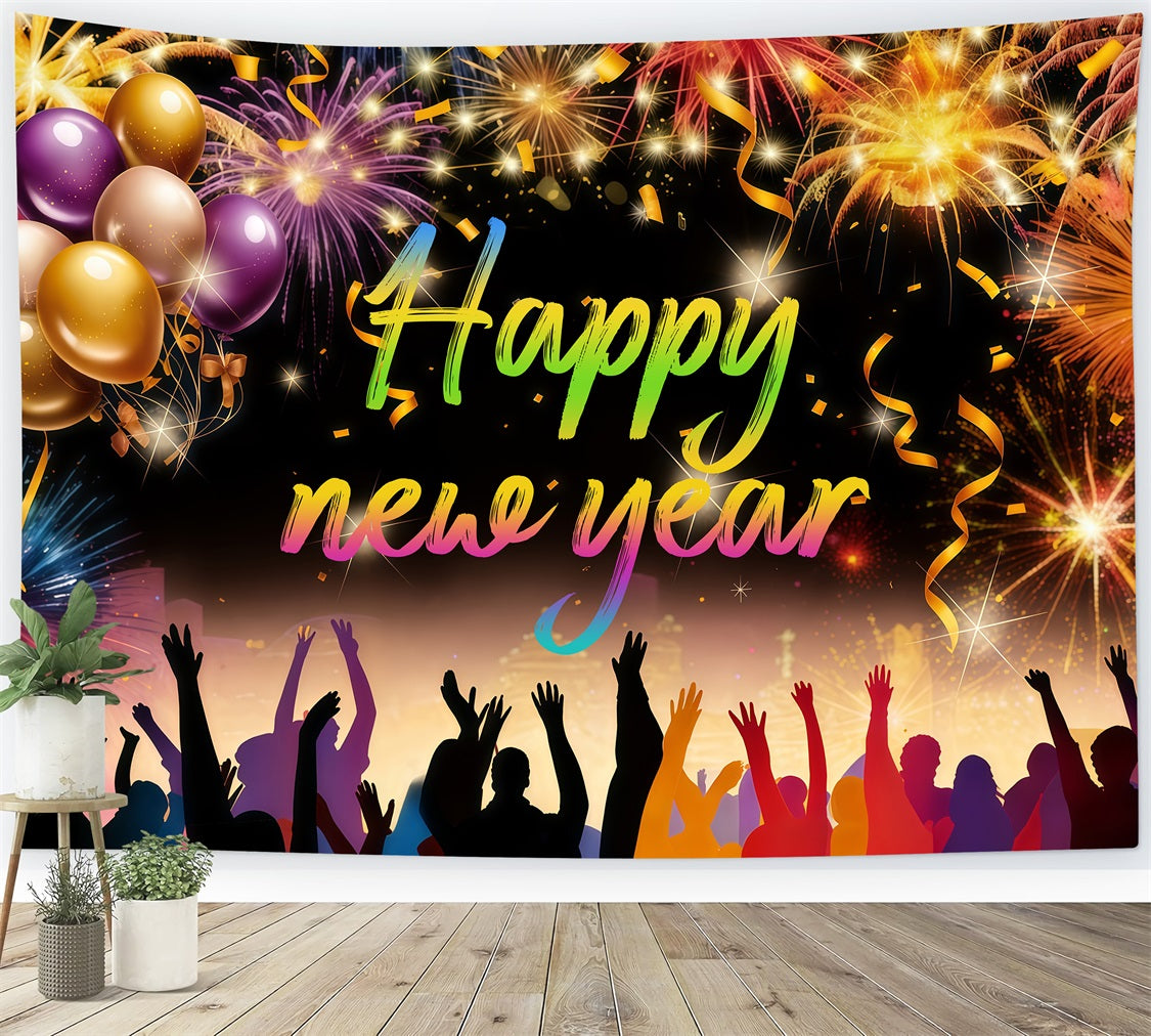 New Year Backdrop Ideas Fireworks Party Crowd New Years Eve Balloon Backdrop LXX512-18