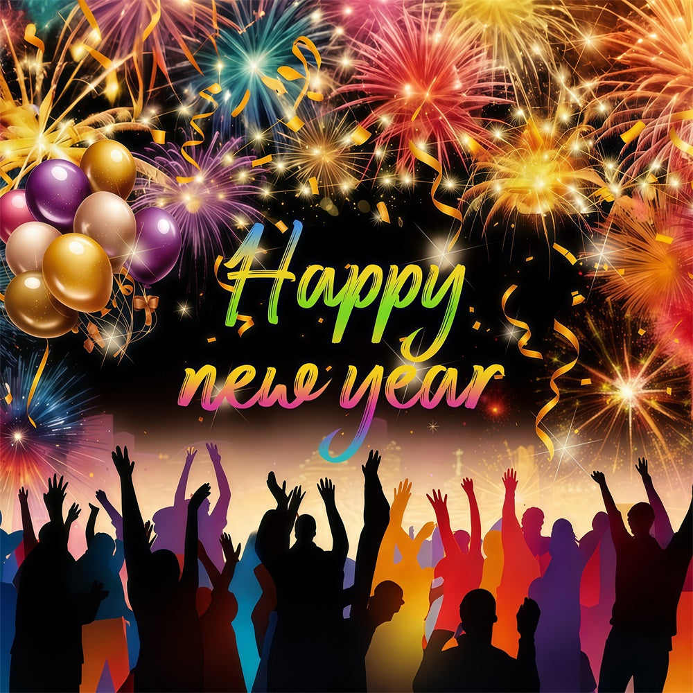 New Year Backdrop Ideas Fireworks Party Crowd New Years Eve Balloon Backdrop LXX512-18
