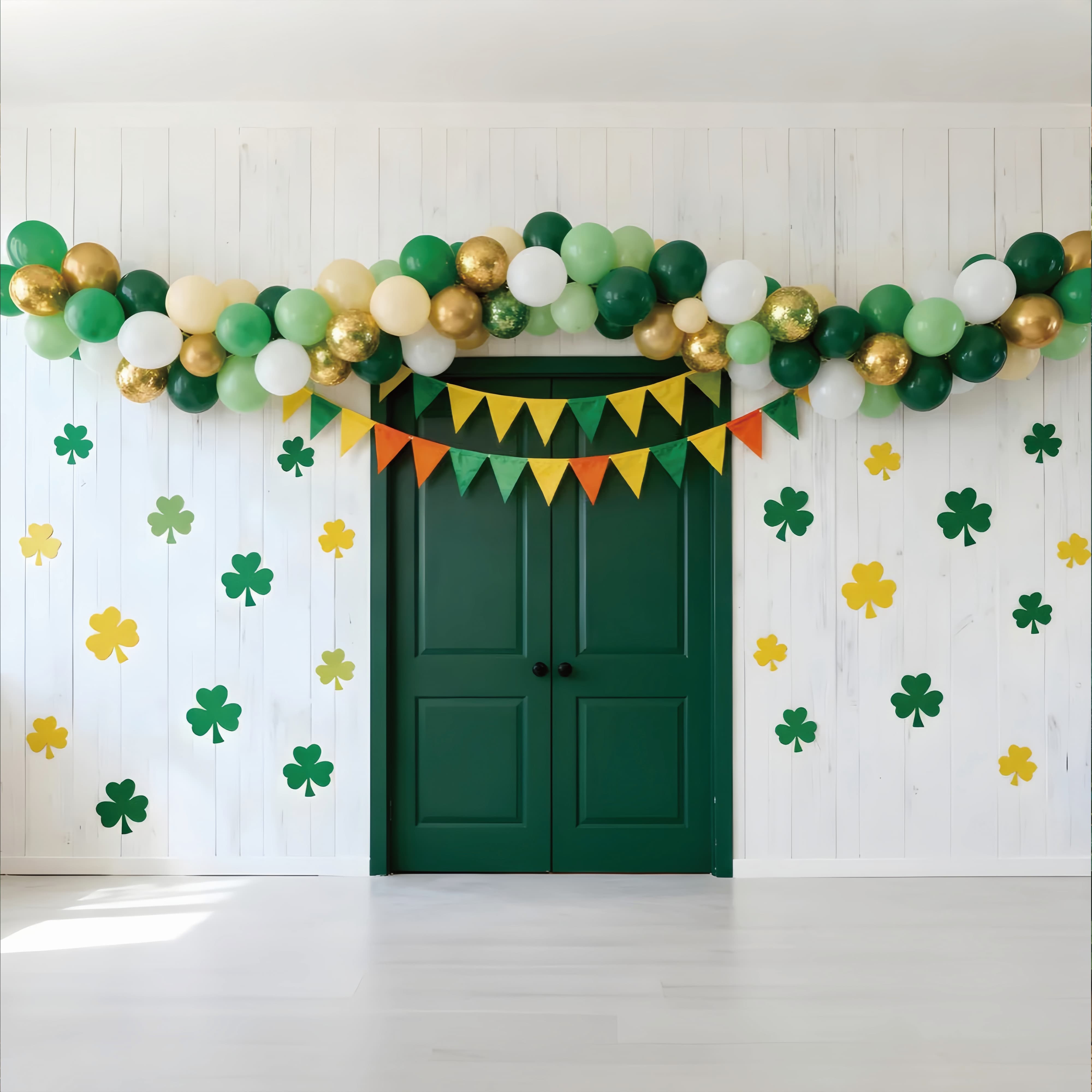St Patricks Day Backdrop Green Door Shamrock Balloon St Patrick Backdrop LXX512-27