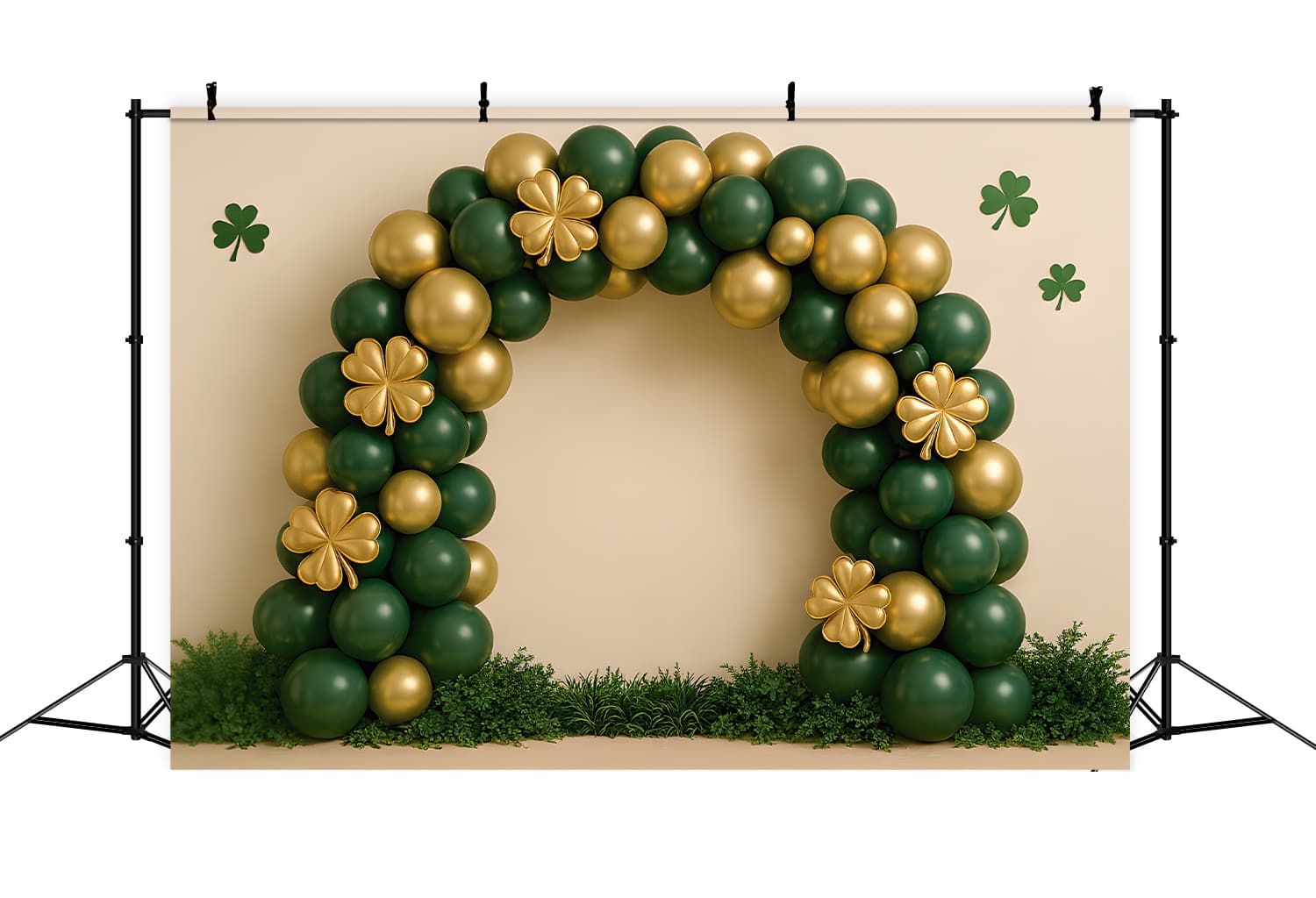 St Patrick Backdrop Emerald Gold Clover Balloon Arch Lucky One Backdrop LXX512-28