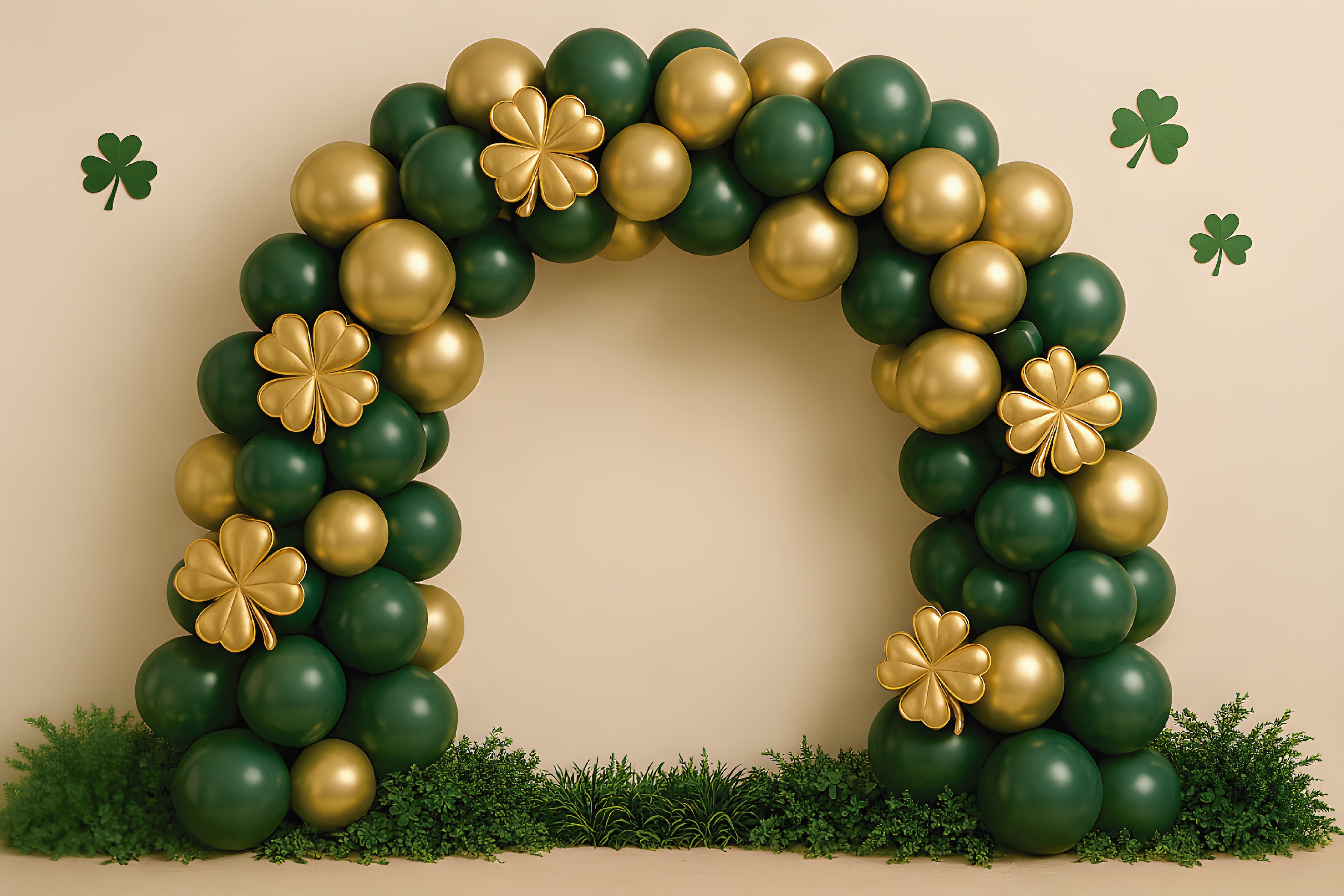 St Patrick Backdrop Emerald Gold Clover Balloon Arch Lucky One Backdrop LXX512-28