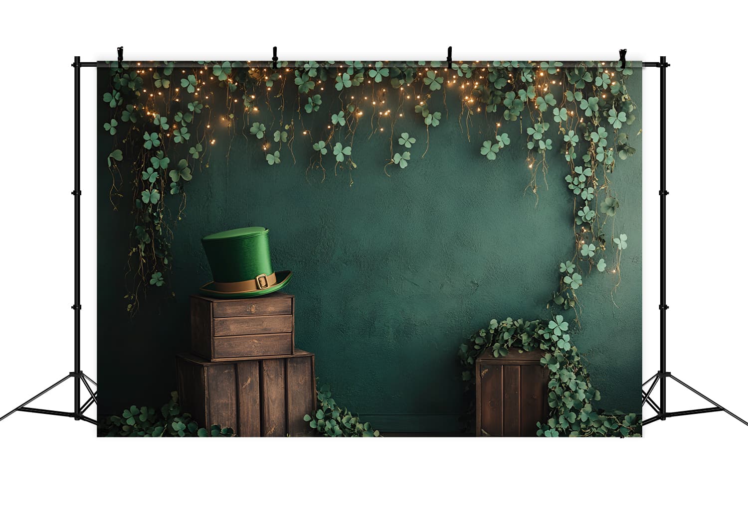 St Patrick's Day Backdrops Clover Garland Green Top Hat Irish Photo Backdrops LXX512-30
