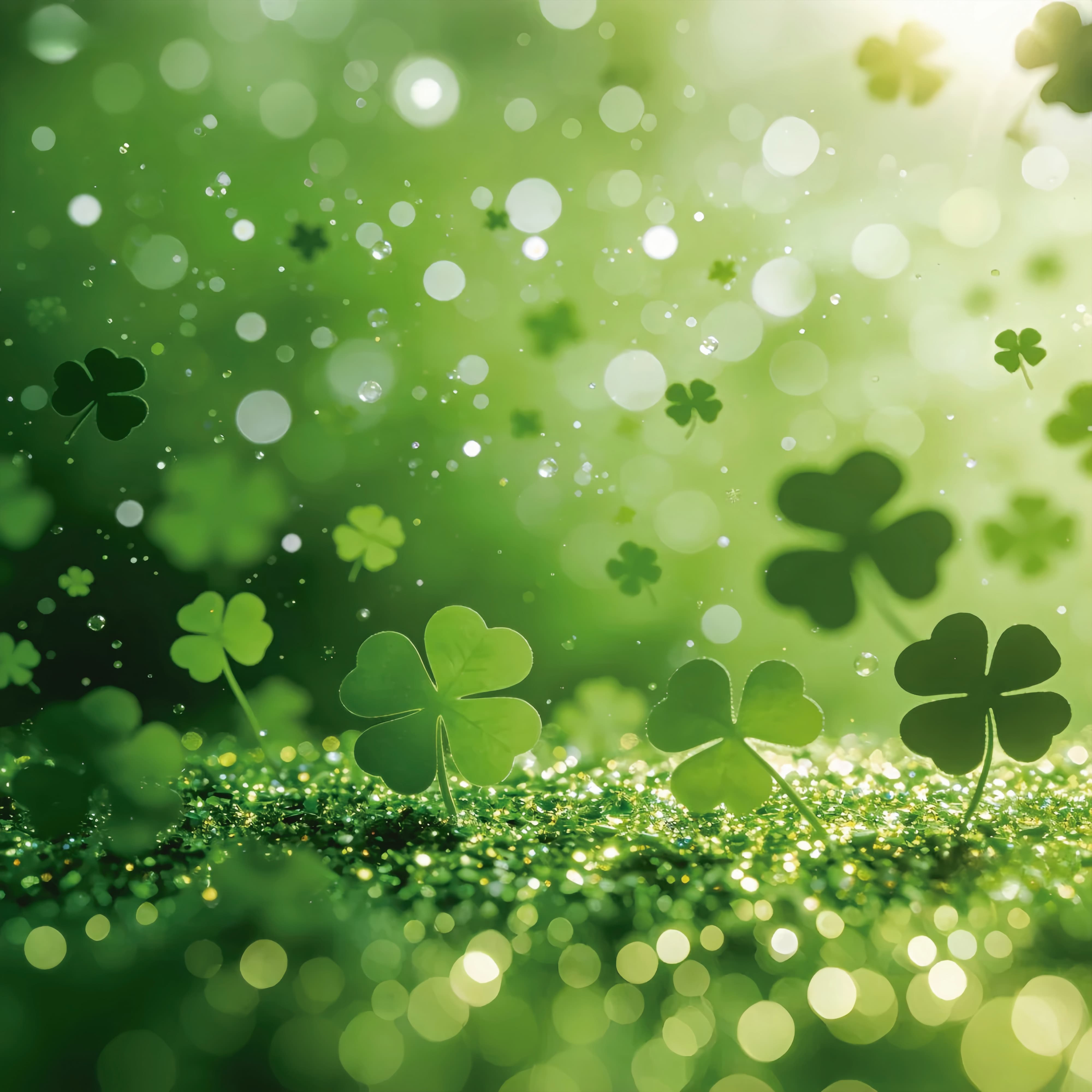 St Patrick's Day Photo Backdrops Soft Bokeh Clover Glow Lucky One Backdrop LXX512-41